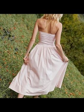 Free People Strapless Blush Pink Midi Dress Large